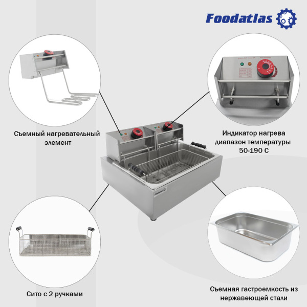 Фритюрница-чебуречница (12л) DF-82Ч Foodatlas Eco